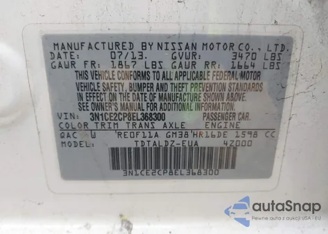 2014 Nissan Versa Note Sv из США, поврежденный, VIN 3N1CE2CP8EL368300